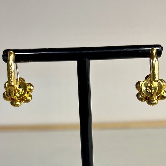 Joan Rivers Earrings * Gold Tone w/ Blue & Pink Rhinestones * Vintage * Pierced - Picture 4 of 7